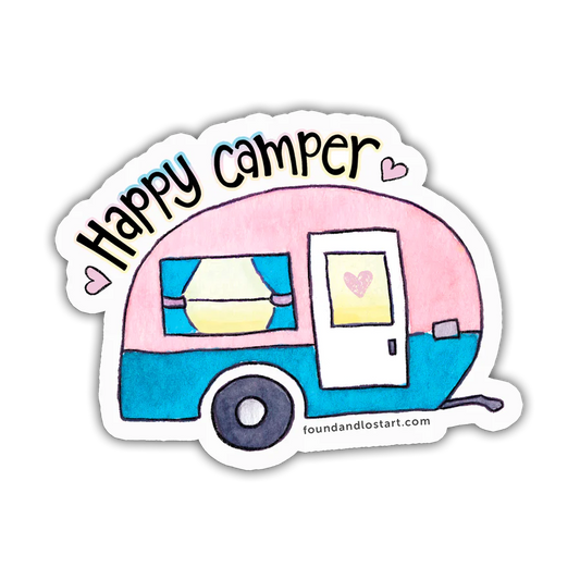 Vinyl Sticker - Happy Camper - Retro Camper