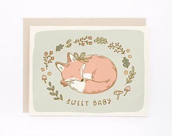 Skipping Fox - Sweet Baby Fox Card